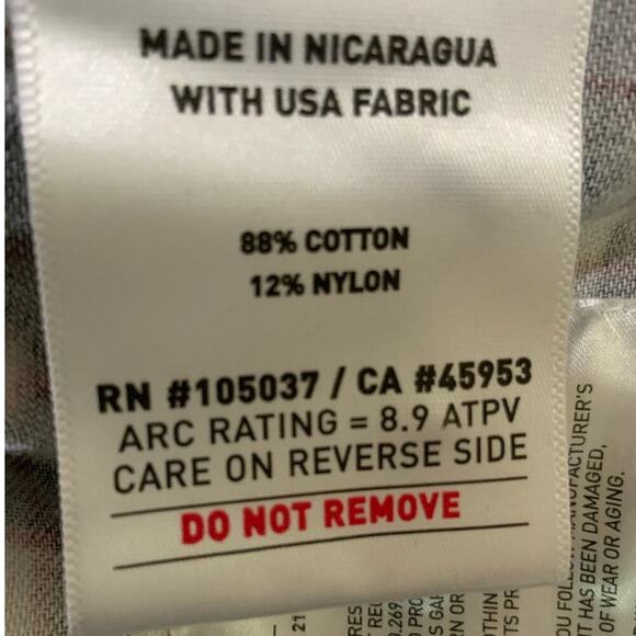 Ariat Work Flame Resistant Plaid Button Down Shirt Mens XXL Tall Long Sleeve Top - Picture 9 of 12